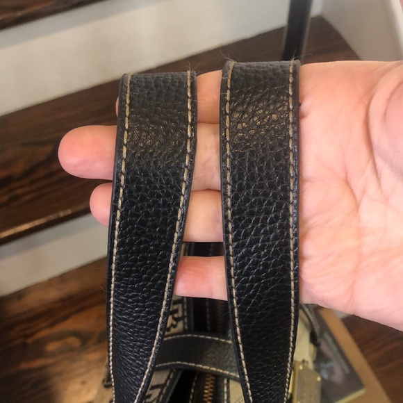 Vintage DOONEY BOURKE Monogram Black Tumbled Leather Two Top Handle Shoulder Bag - Picture 9 of 16